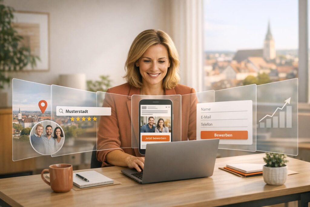 Bewerbung online am Laptop im Home Office.