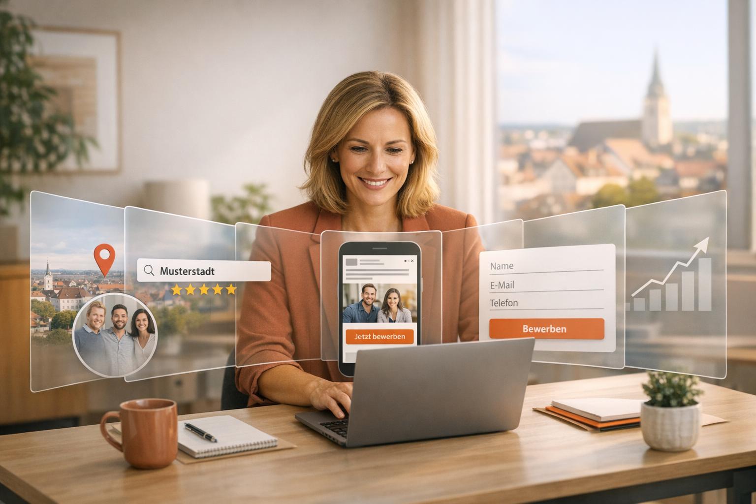 Bewerbung online am Laptop im Home Office.